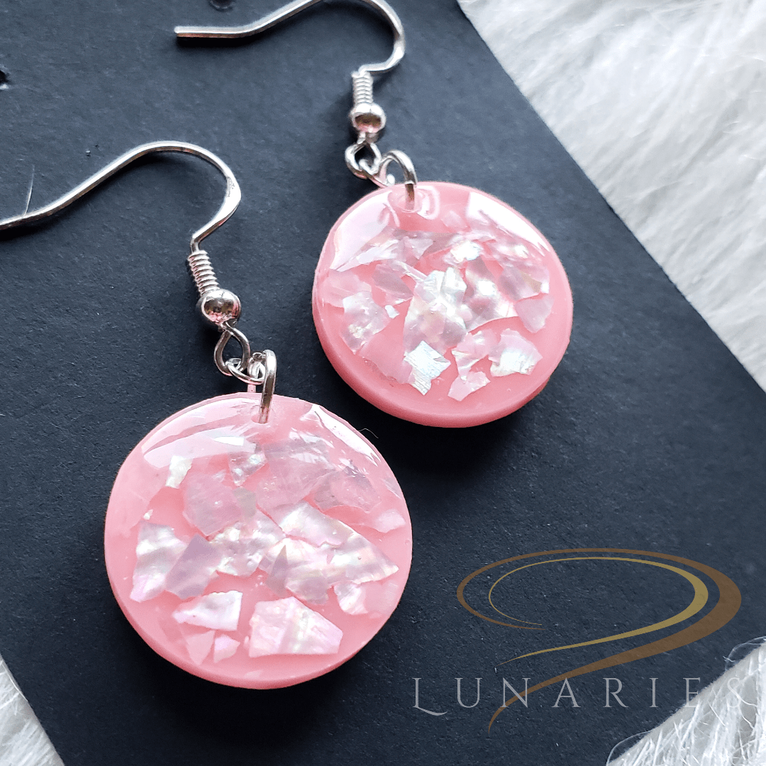 Round Earrings with Crushed Abalone Shell