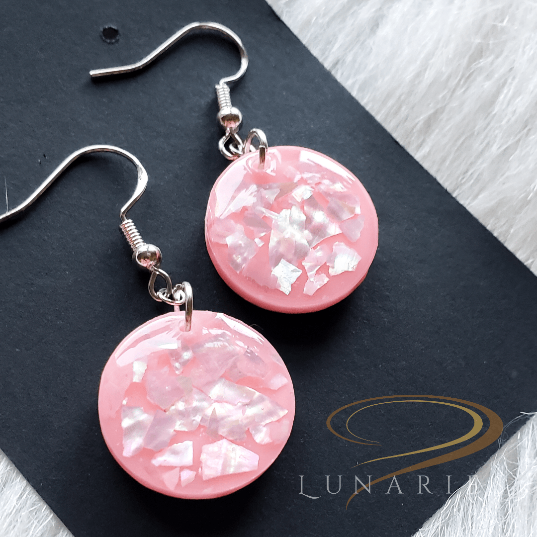 Round Earrings with Crushed Abalone Shell - Image 2