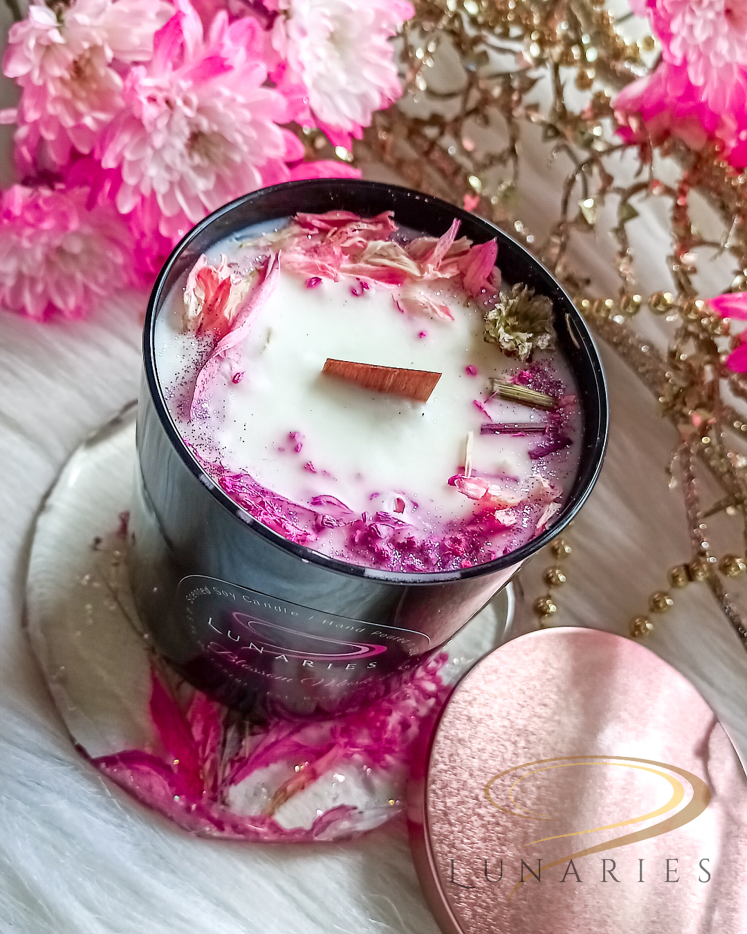Pressed Pink Floral Resin Accent – Botanical Coaster - Image 6