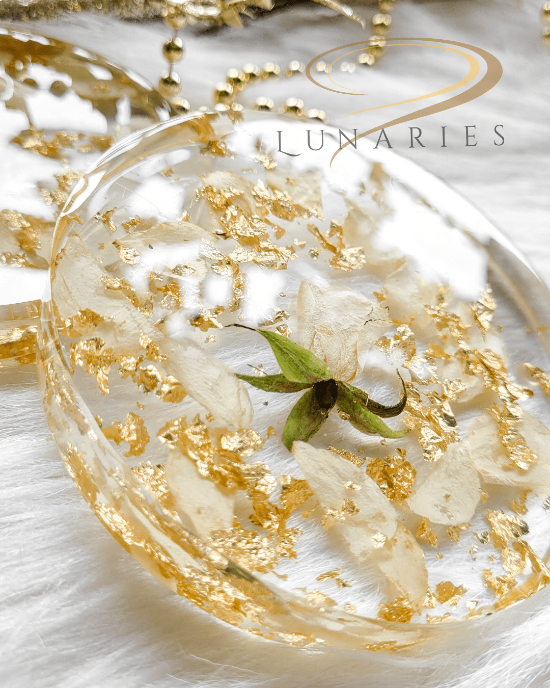 Coasters with Preserved Flowers - White Rose - Image 3