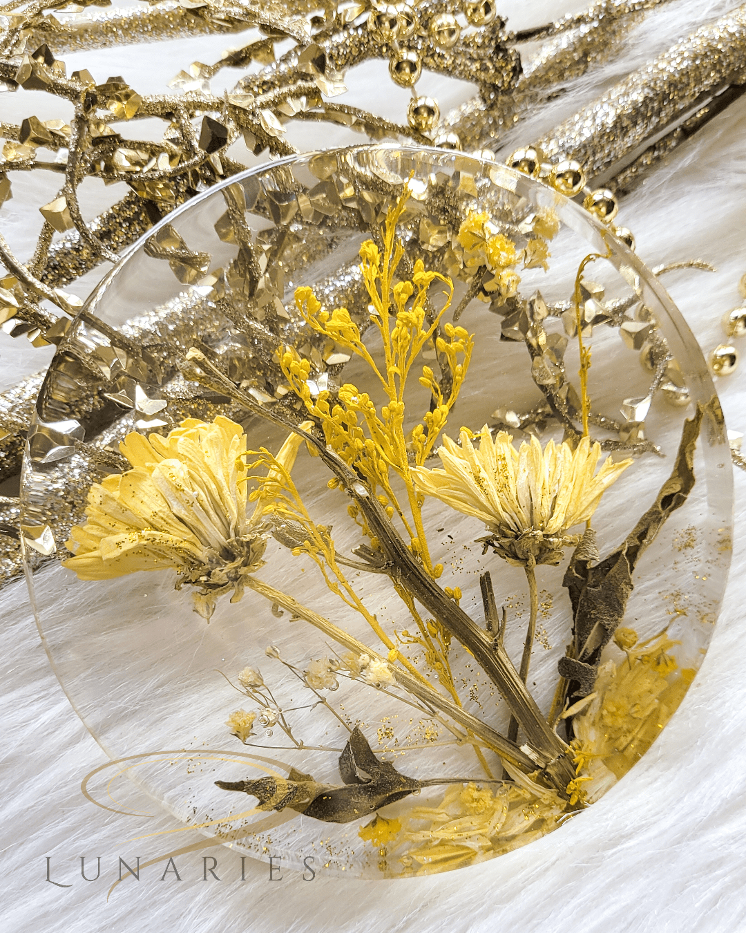 4.5" Dried Flowers Decor - Yellow - Image 6