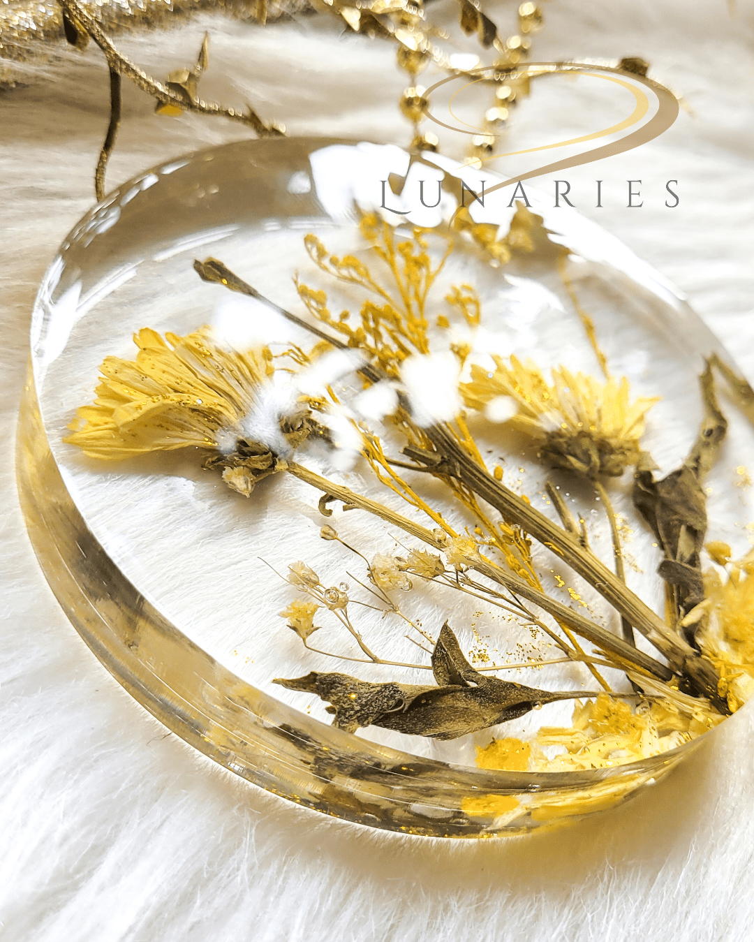 4.5" Dried Flowers Decor - Yellow - Image 4