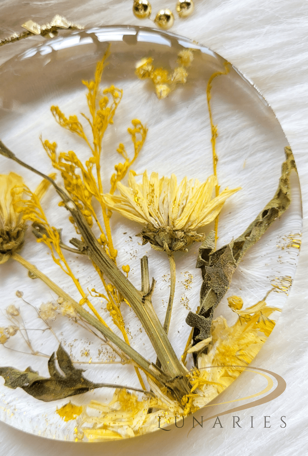 4.5" Dried Flowers Decor - Yellow - Image 3