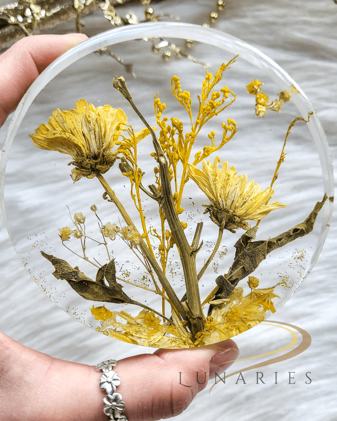 4.5" Dried Flowers Decor - Yellow - Image 7