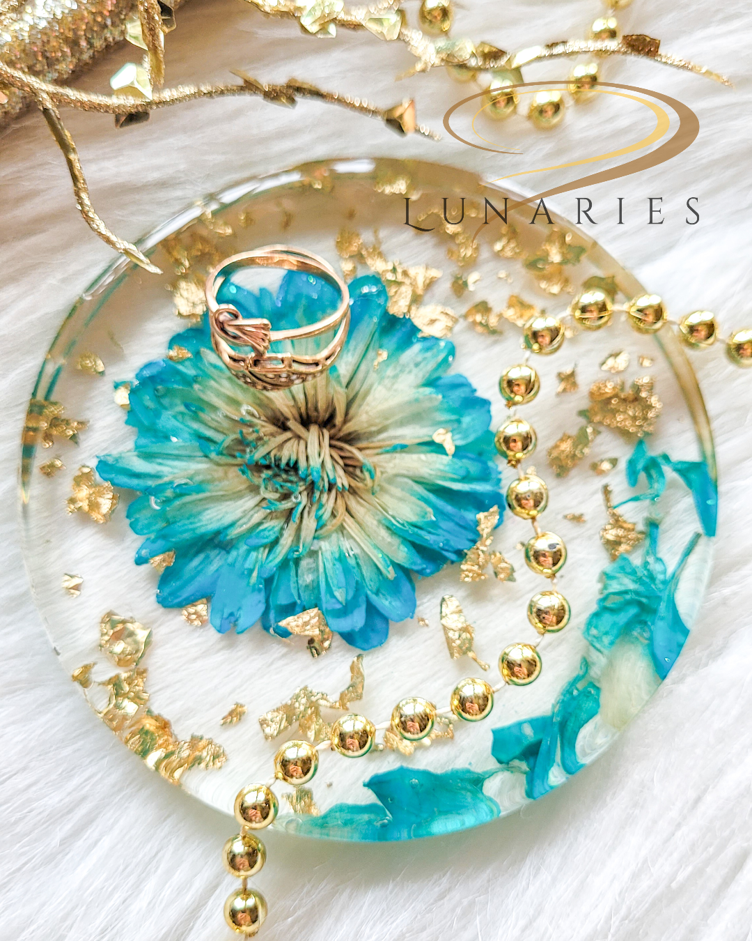 Coasters with Preserved Flowers - Light Blue