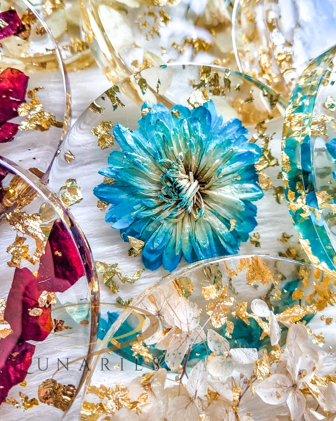 Coasters with Preserved Flowers - Light Blue - Image 6