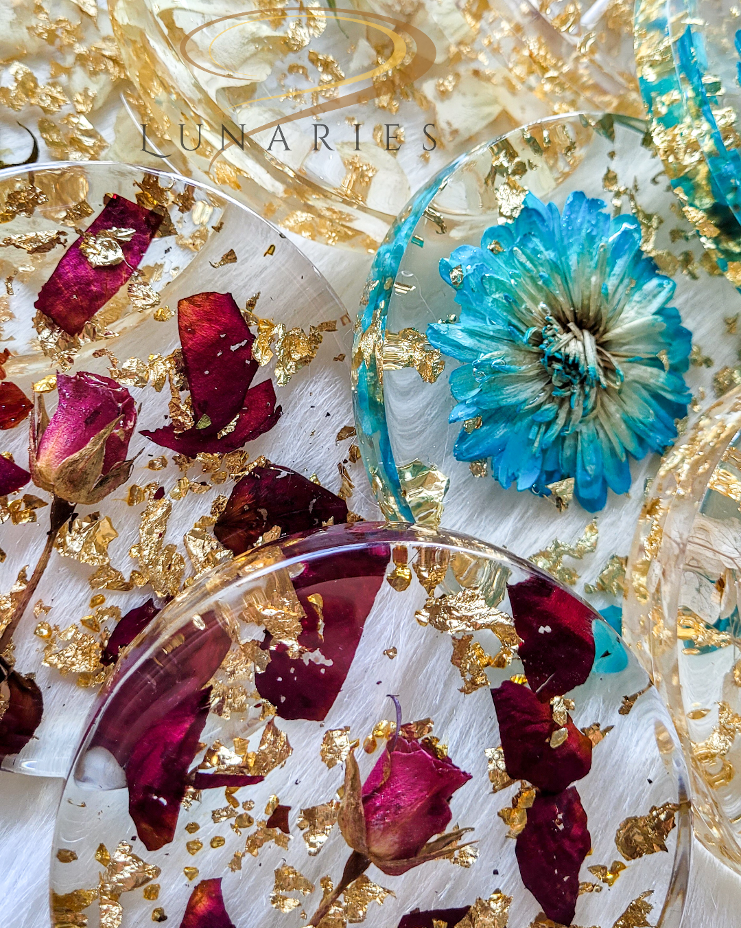 Coasters with Preserved Flowers - Light Blue - Image 7