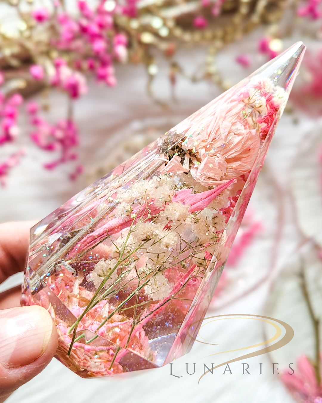 Ring Holder with Dried Flowers - Pink