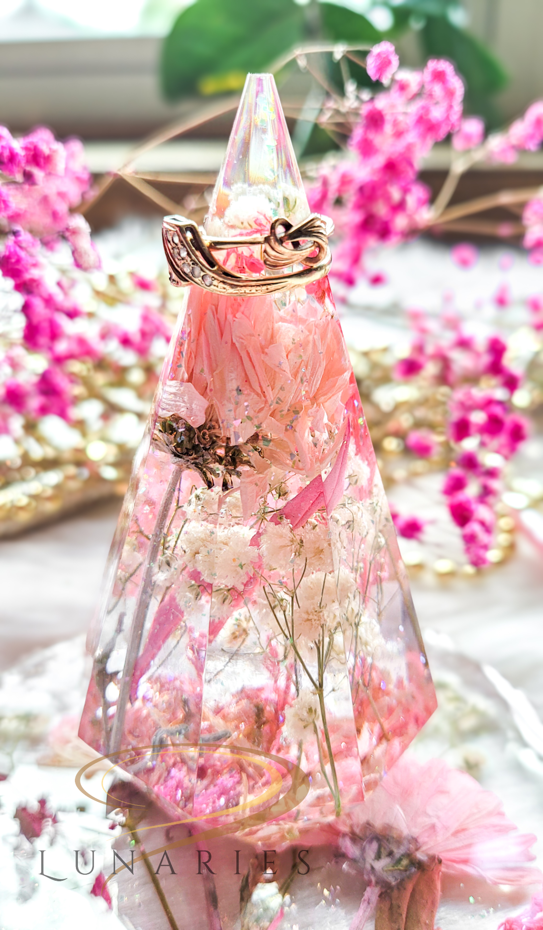 Ring Holder with Dried Flowers - Pink - Image 4