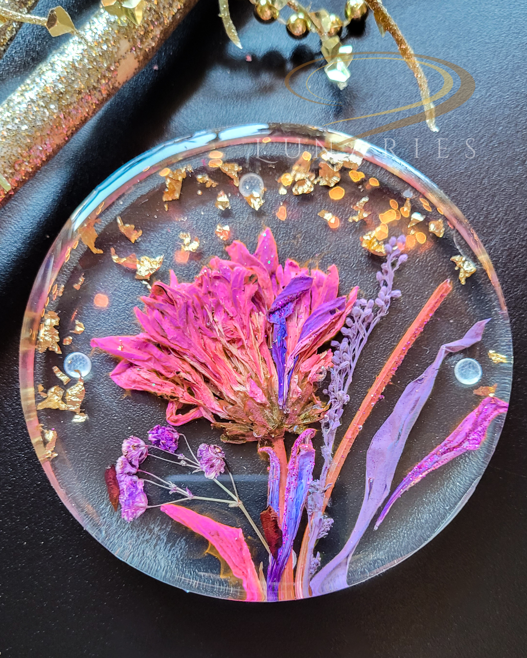 Coasters with Preserved Flowers - Purple