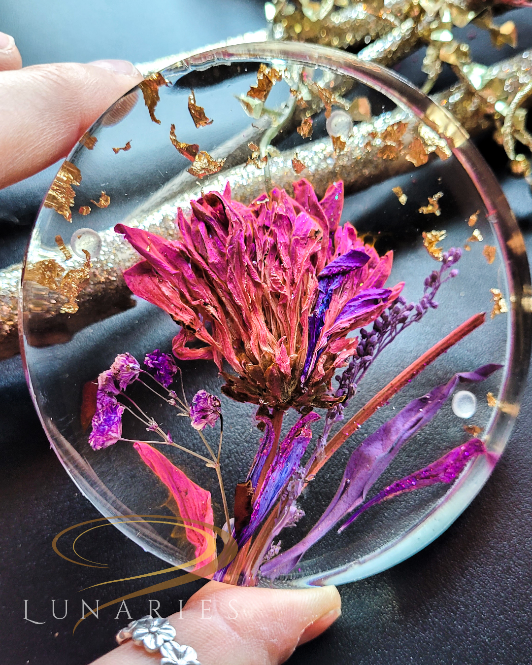 Coasters with Preserved Flowers - Purple - Image 2
