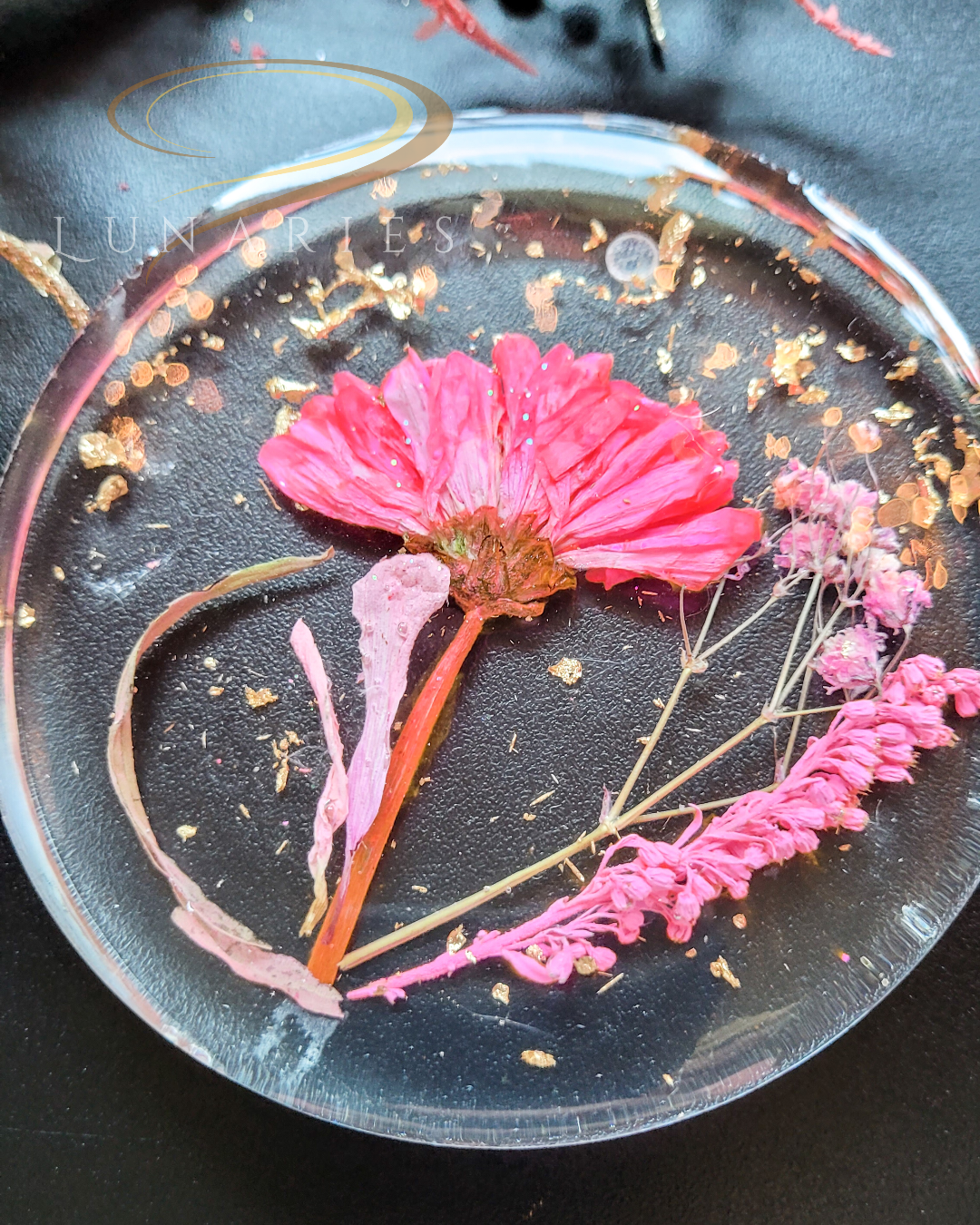 Coasters with Preserved Flowers - Pink