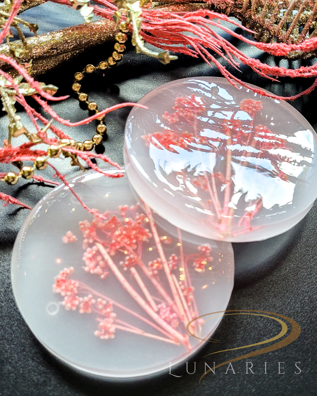 Coasters with Preserved Flowers - Coral Red - Image 3