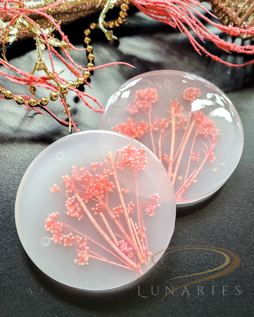 Coasters with Preserved Flowers - Coral Red - Image 2