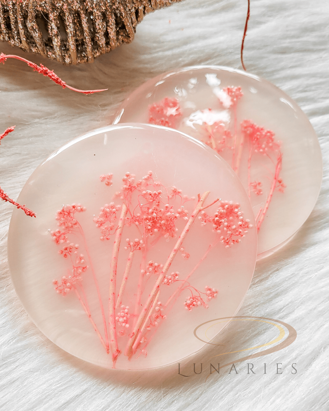 Coasters with Preserved Flowers - Coral Red - Image 6