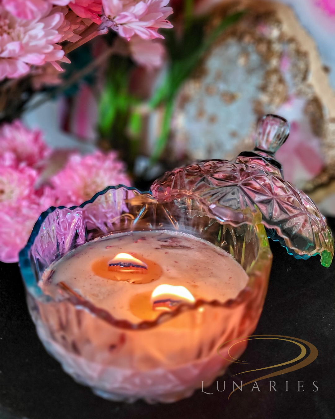 Blush Aura – Crystal Glass Candle, 2-Wick (9 oz) - Image 8