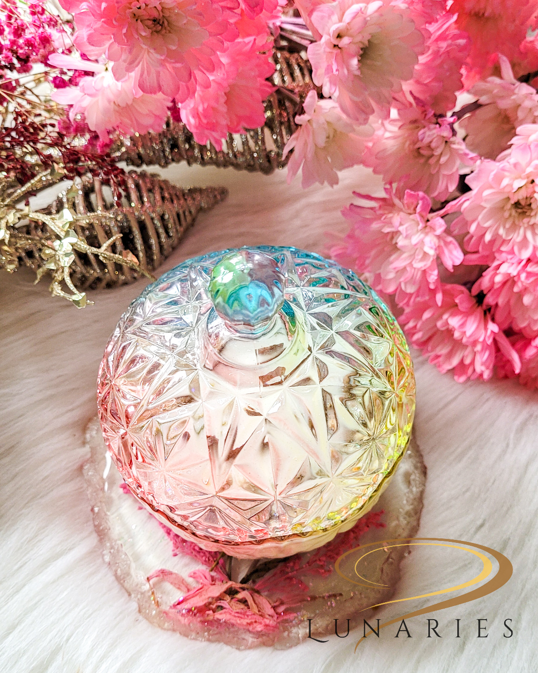 Blush Aura – Crystal Glass Candle, 2-Wick (9 oz) - Image 9