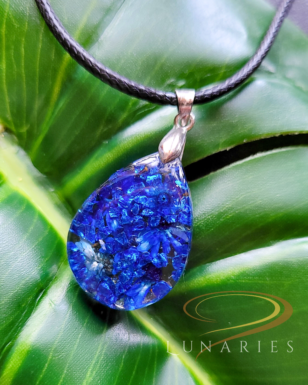 Teardrop Resin Pendant with Real Dried Flowers - Image 2