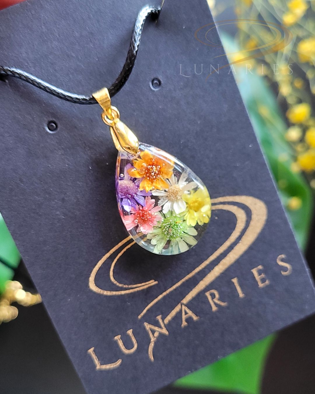 Teardrop Resin Pendant with Real Dried Flowers - Image 5