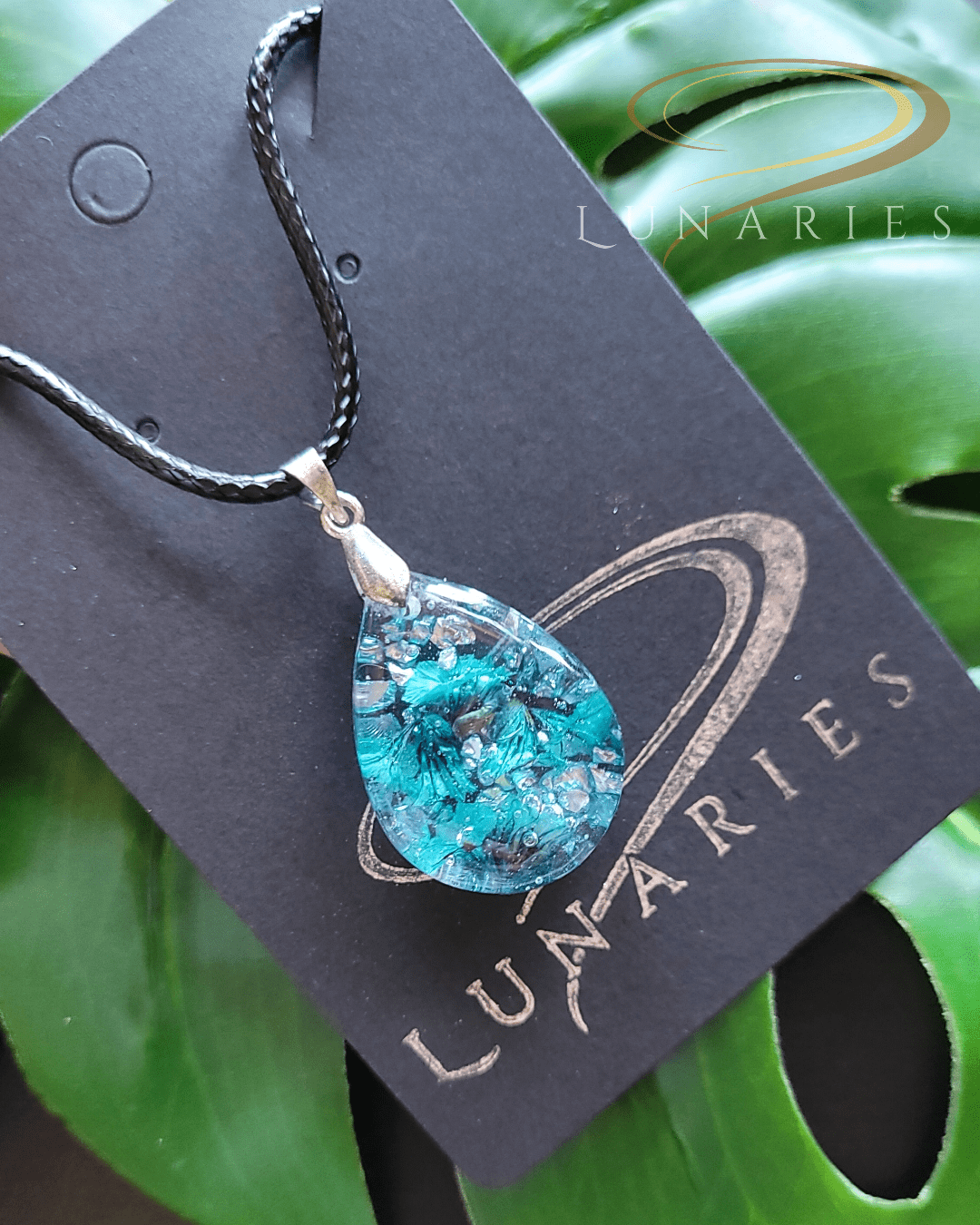 Teardrop Resin Pendant with Real Dried Flowers - Image 3