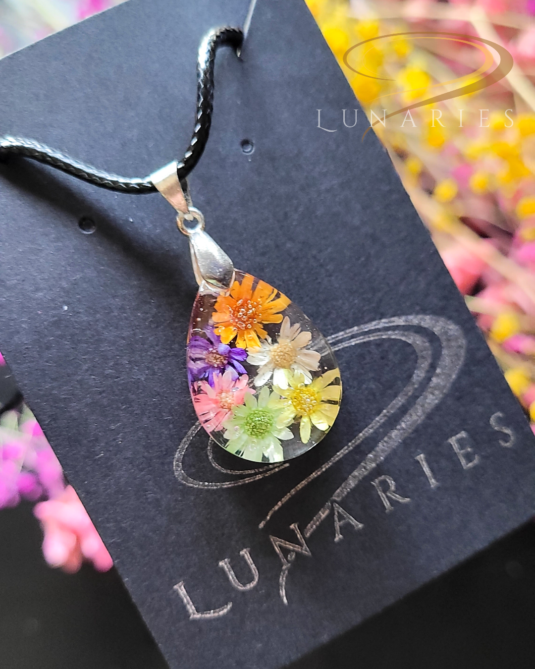 Teardrop Resin Pendant with Real Dried Flowers - Image 4