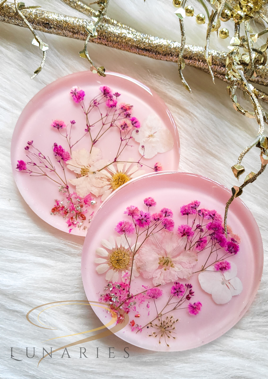 Blush Pink Floral Resin Coaster - Image 4