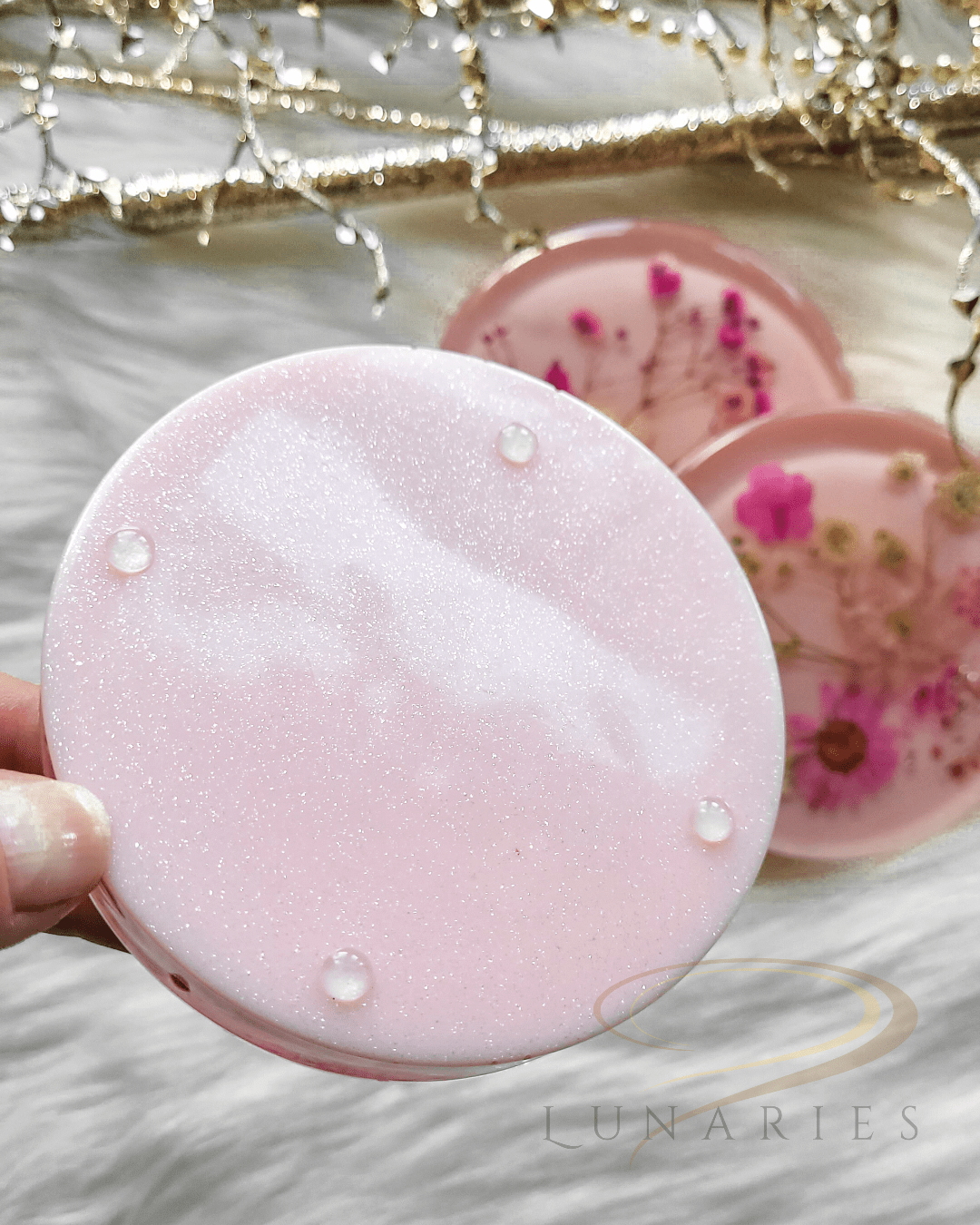 Blush Pink Floral Resin Coaster - Image 8