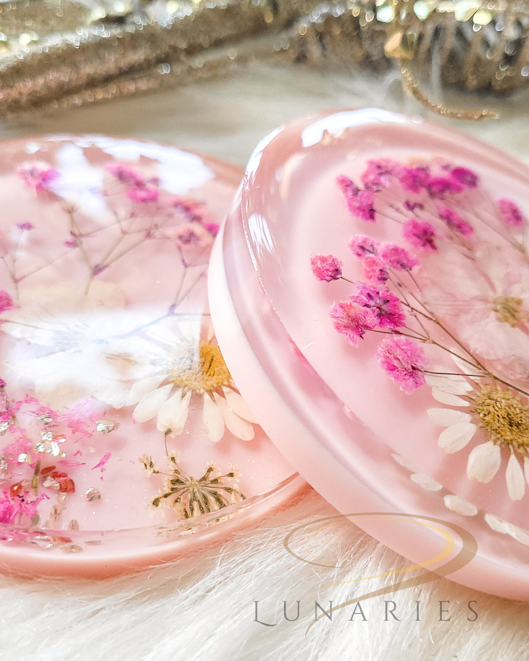 Blush Pink Floral Resin Coaster - Image 5