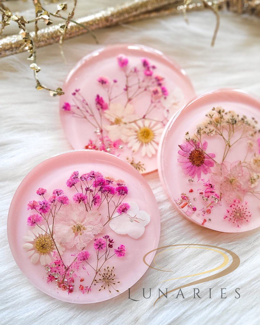 Blush Pink Floral Resin Coaster
