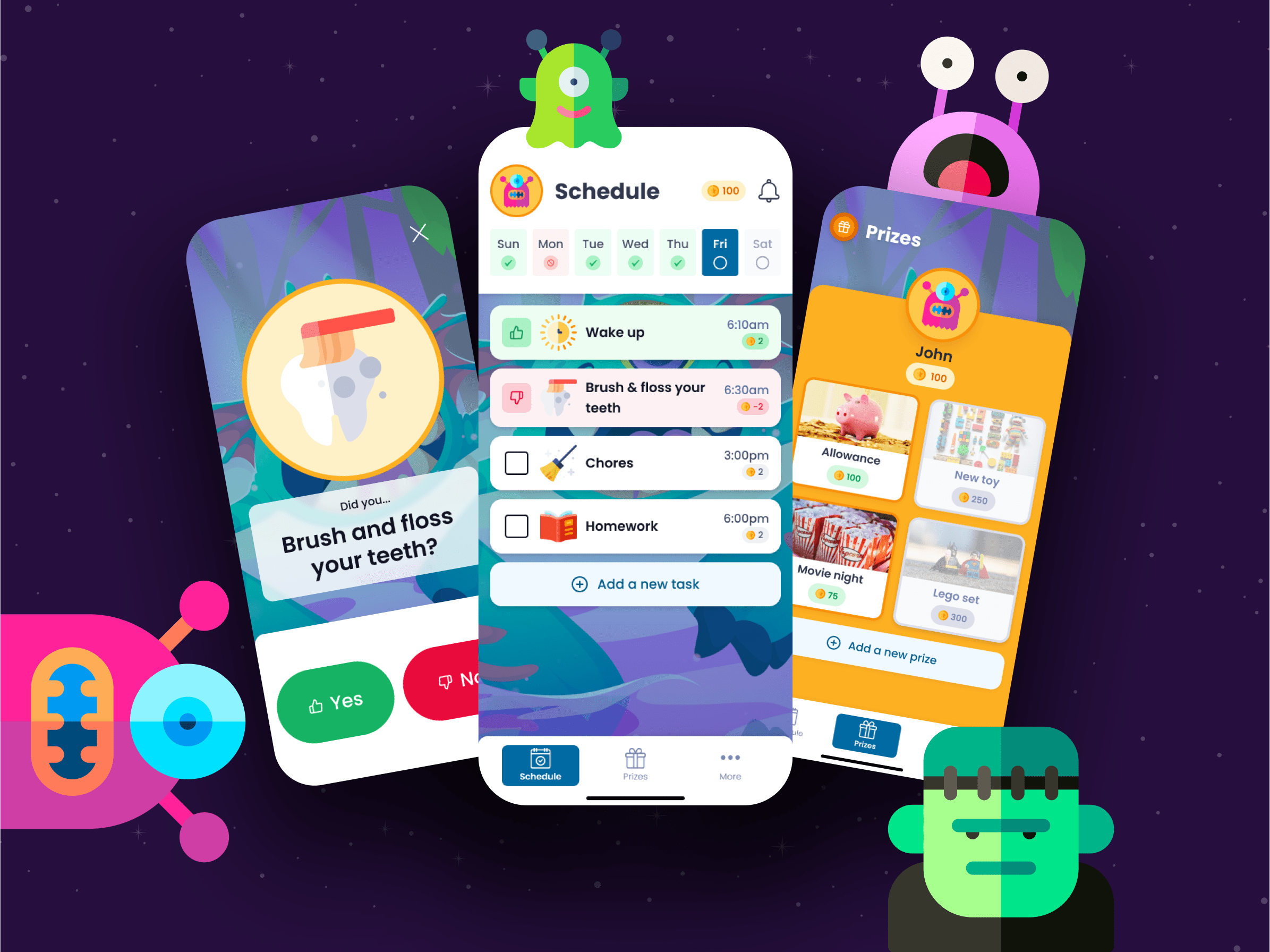 LunarLab UI mockup of mobile app design for kids