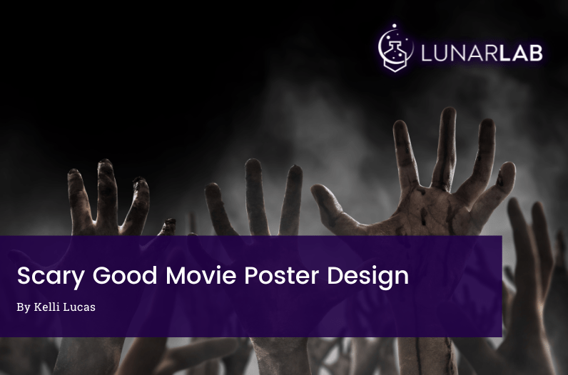 Zombie hands with title "Scary Good Movie Poster Design"