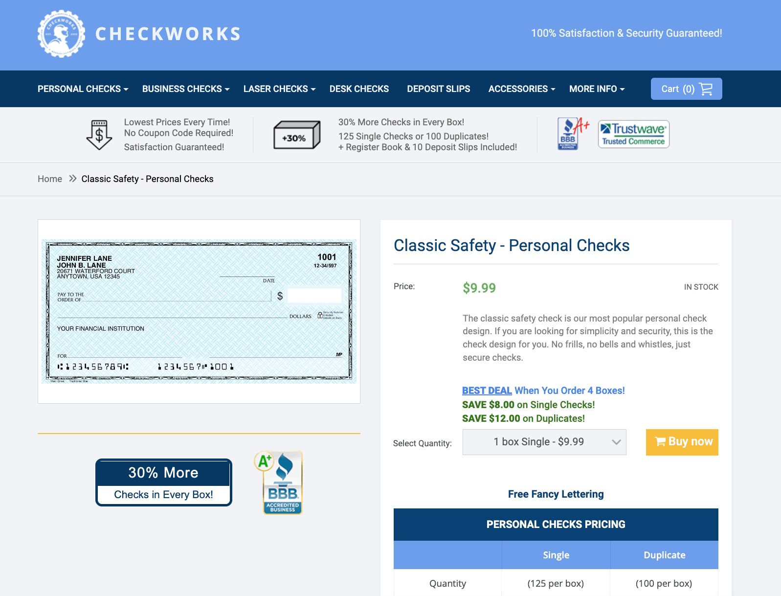 screenshot of Existing Checkworks site