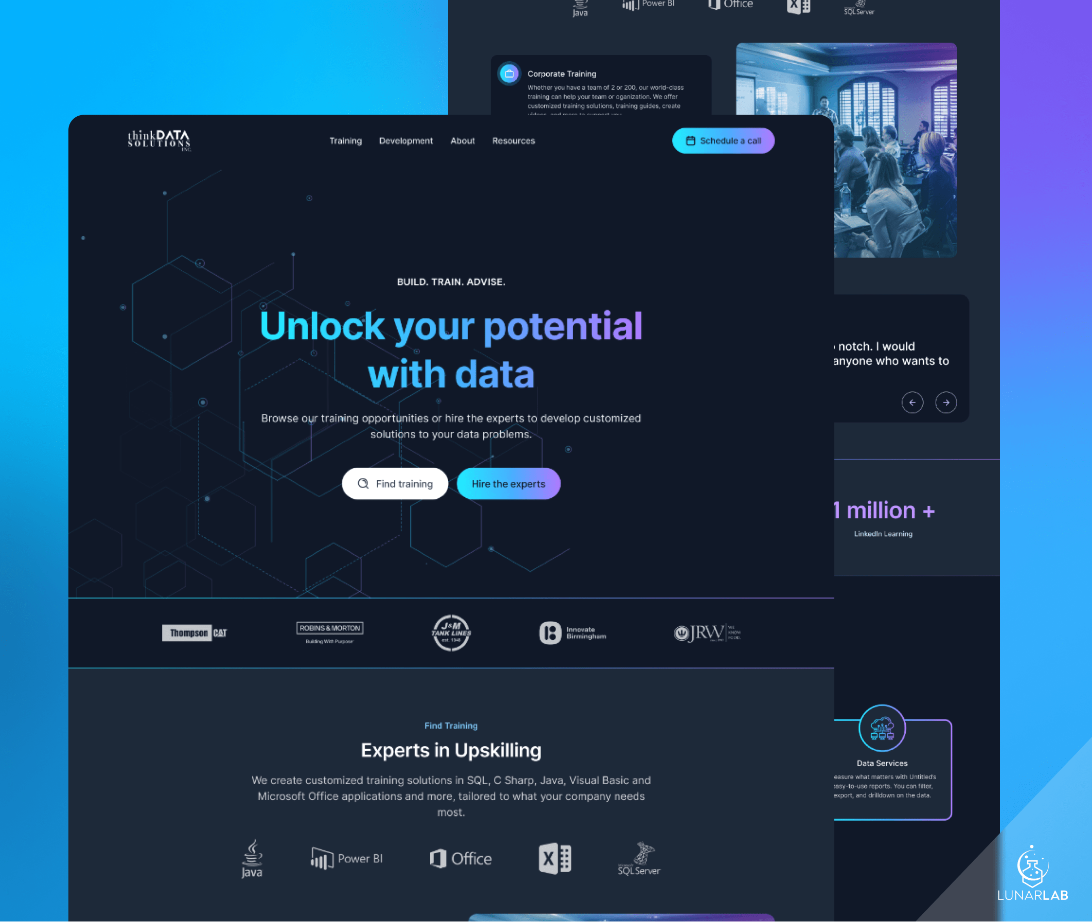 Mockups of ThinkData Solutions new website