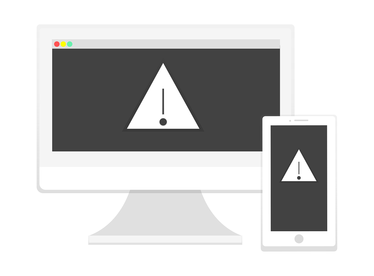 Drawing of a computer screen showing an alert.