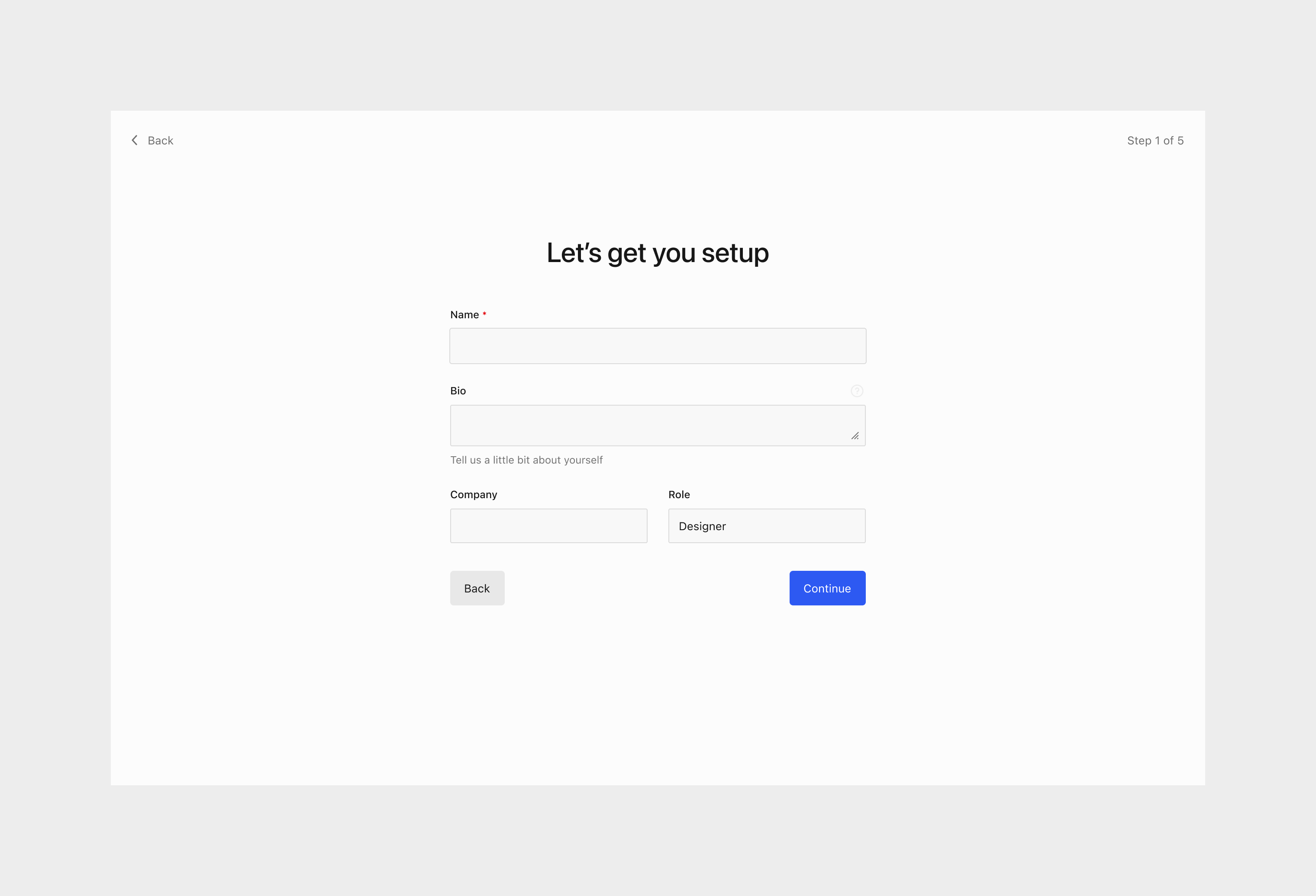 full screen modal containing basic onboarding screen