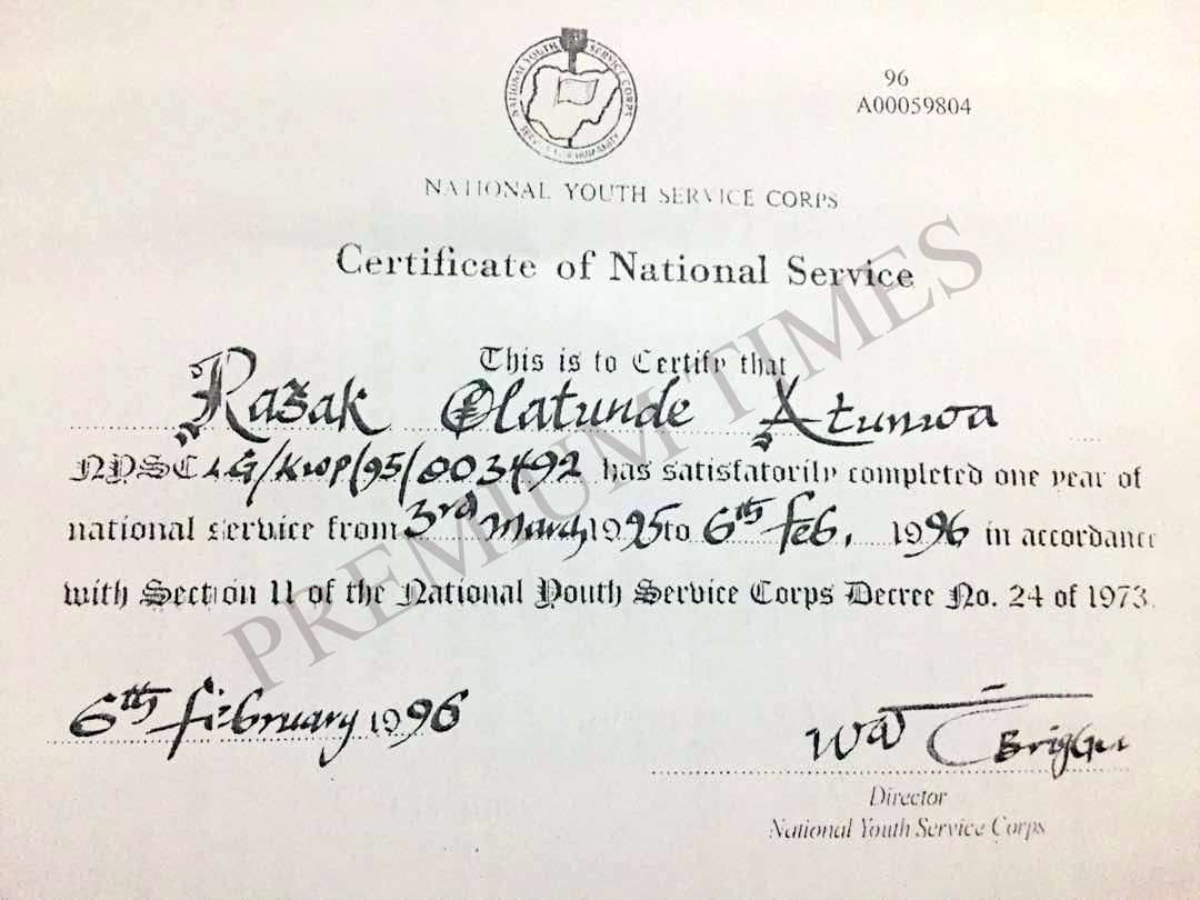 The NYSC Certificate