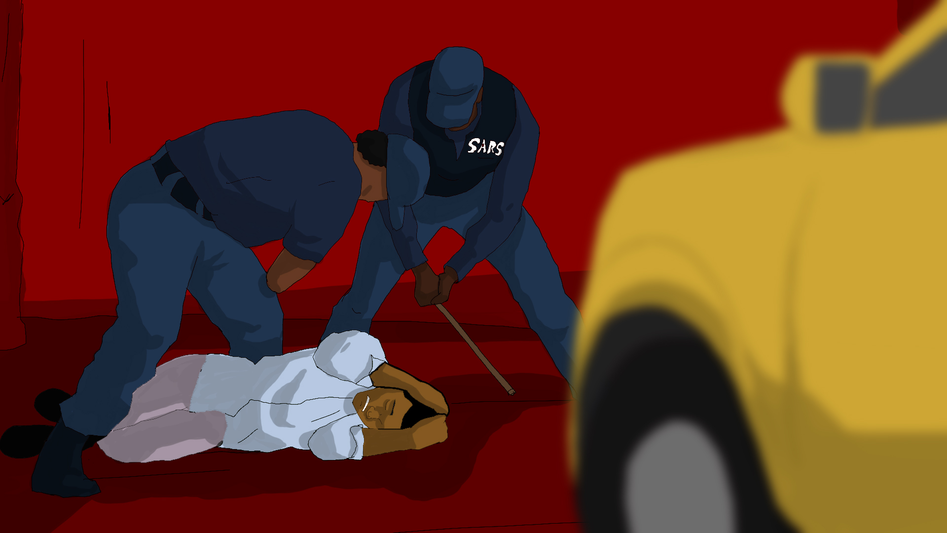 The SARS Officers beat Eric till he became unconscious, then threw him into their car and sped off