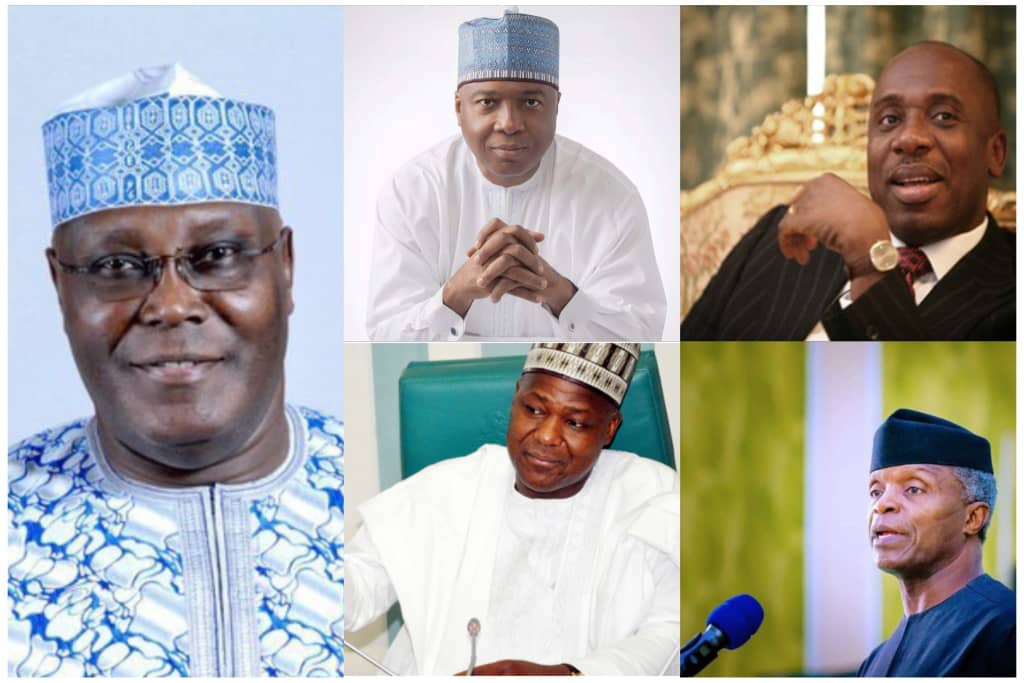Atiku, Osinbajo, Amaechi, Dogara, and Saraki.