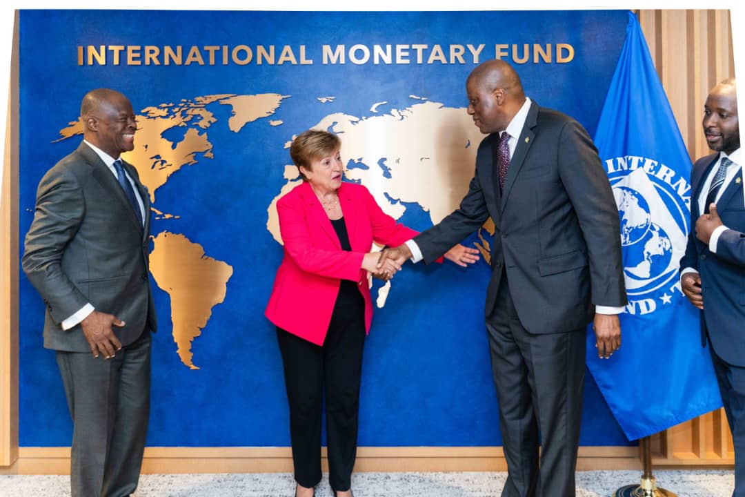 IMF Director General Georgieva flanked by Wale Edun, Nigeria's Minister of Finance and Olayemi Cardoso, CBN Governor