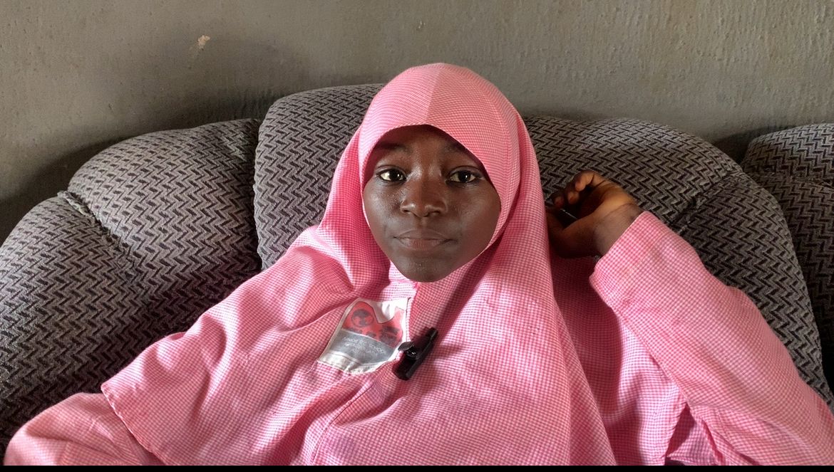 Ramatu Saidu, a junior student at Gwagwalada Junior Secondary School (PHOTO CREDIT: Fortune Eromonsele)