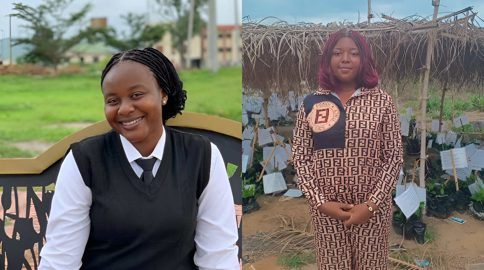 Joy Ogbole, a final year Agric Extension student and Stephanie Michael, a final-year Crop Science and Horticulture student.