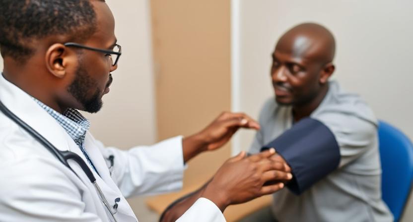 patient checking his or her blood pressure used to illustrate a story