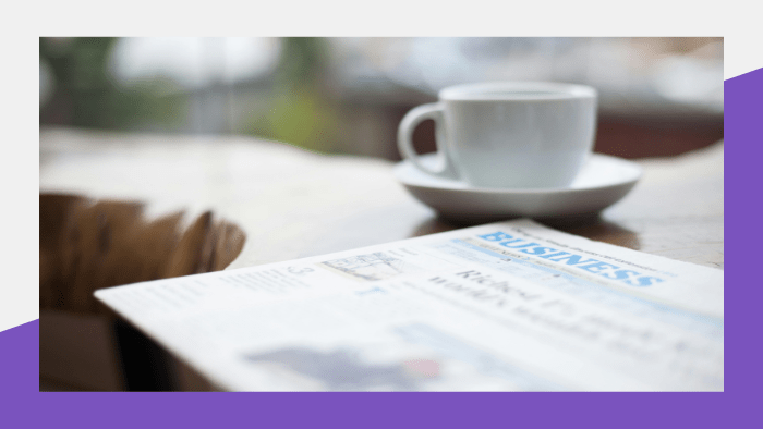 Business section of a newspaper