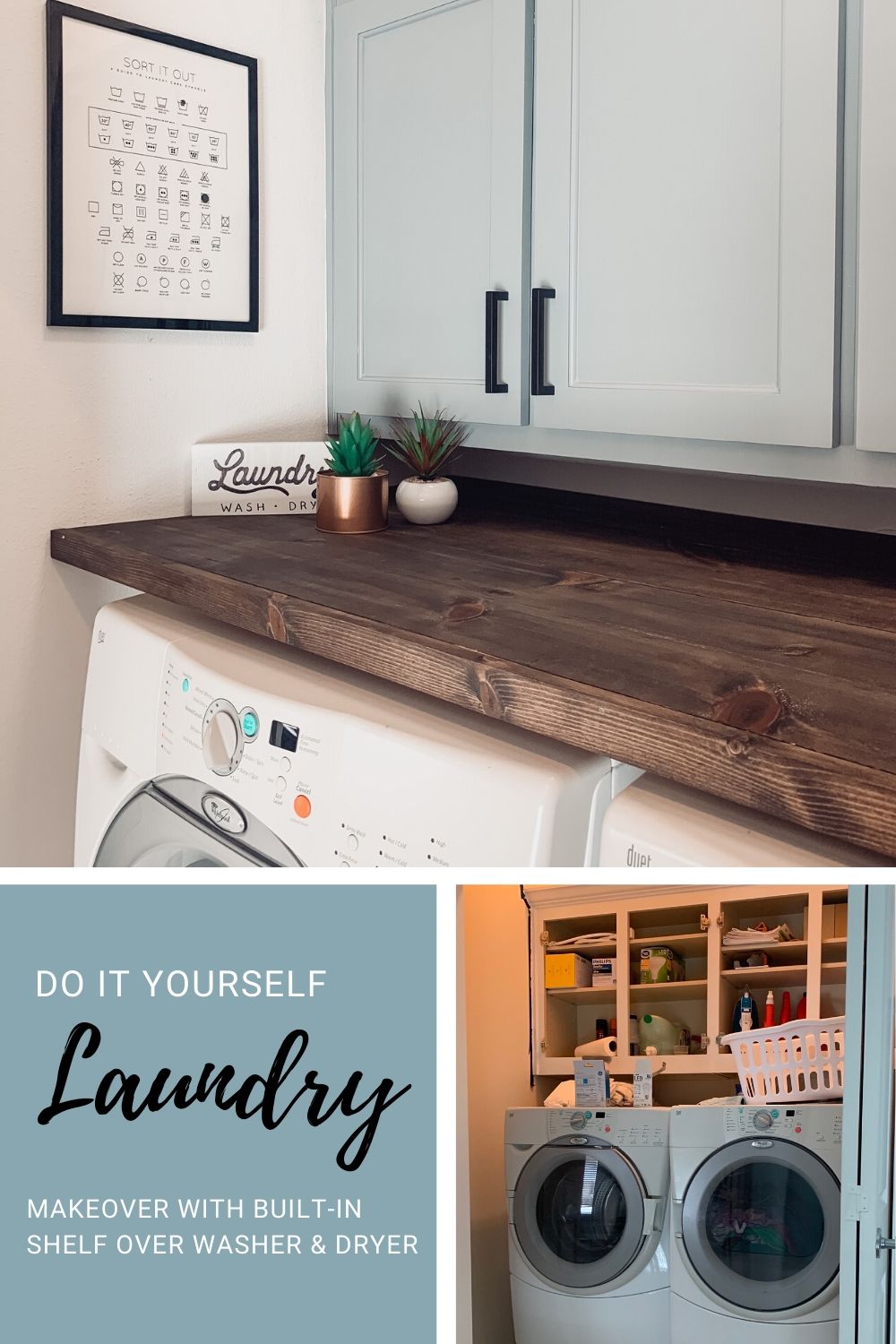Diy Laundry Room Shelf Over Washer And Dryer Laundry Countertop