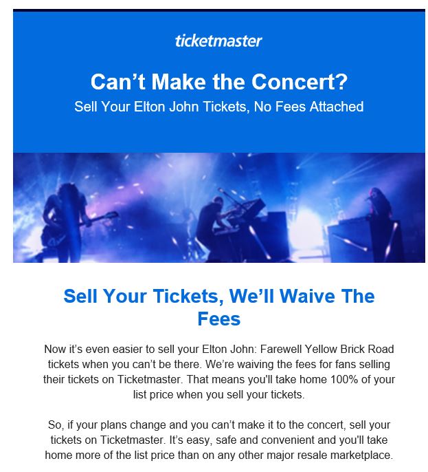 Ticketmaster Waiving Seller Fees For Elton John Tickets Miles Per Day
