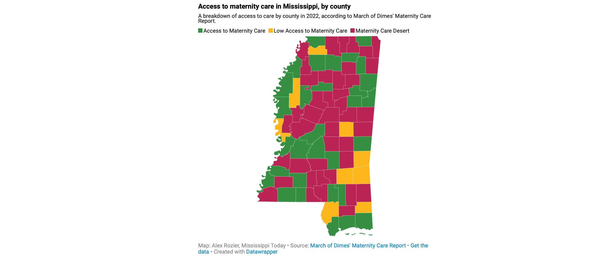 Data Dive: Access to maternity care in Mississippi, by county