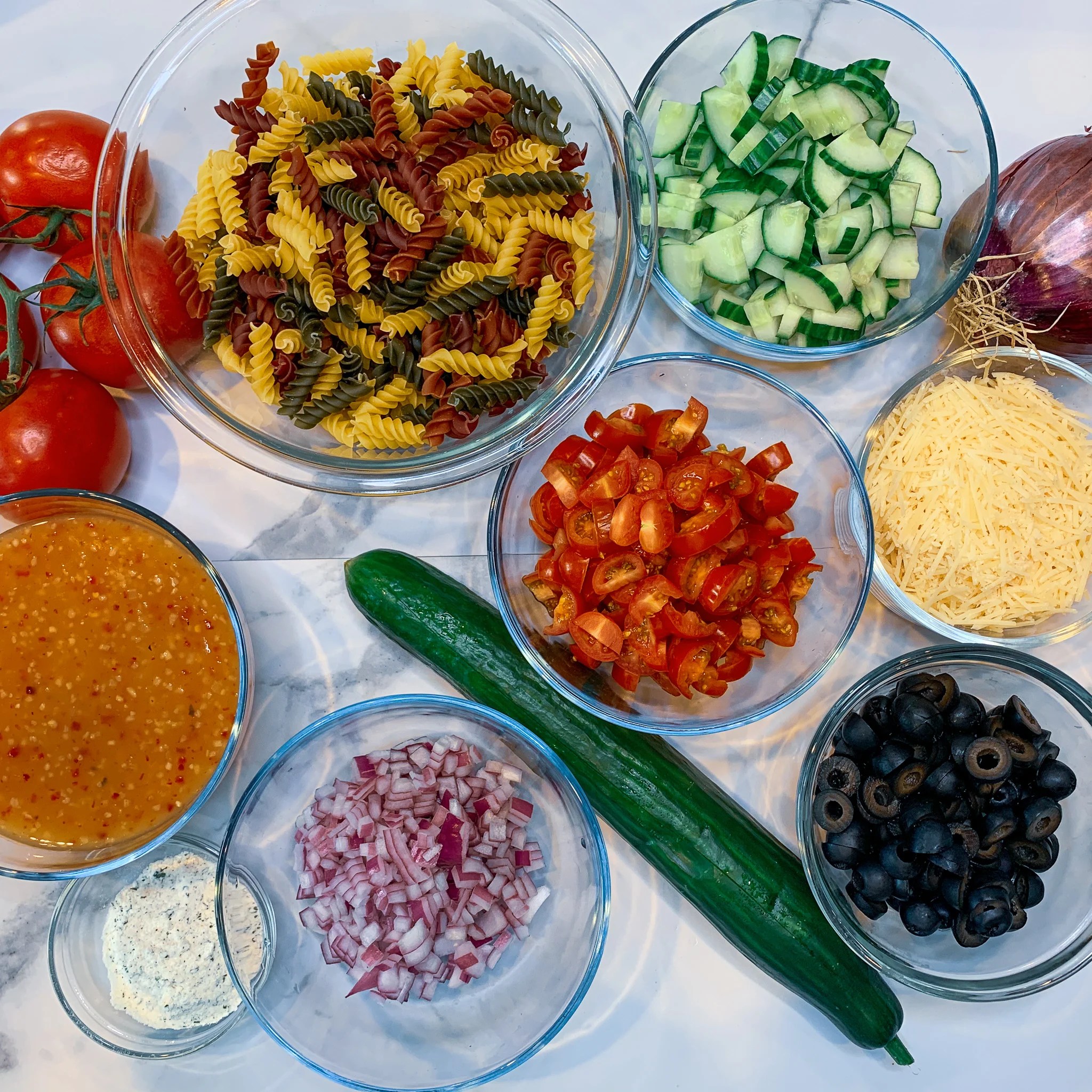 Veggie Pasta Salad Ingredients