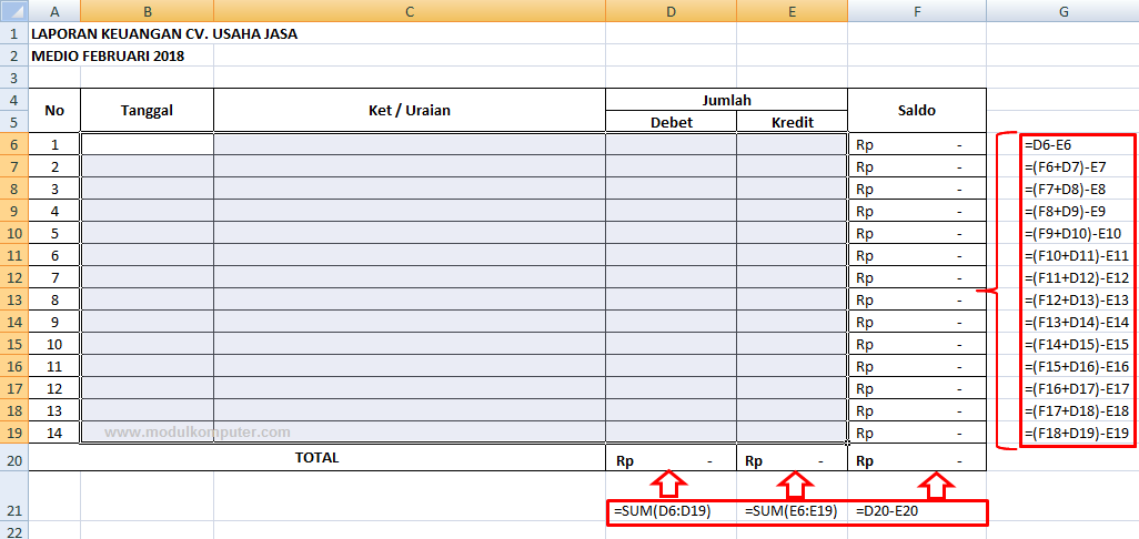 Pembukuan Sederhana Contoh Laporan Keuangan Excel