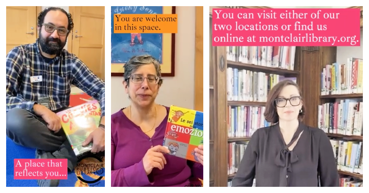 collage of people from the Montclair public library in a video for all pour voices initiative