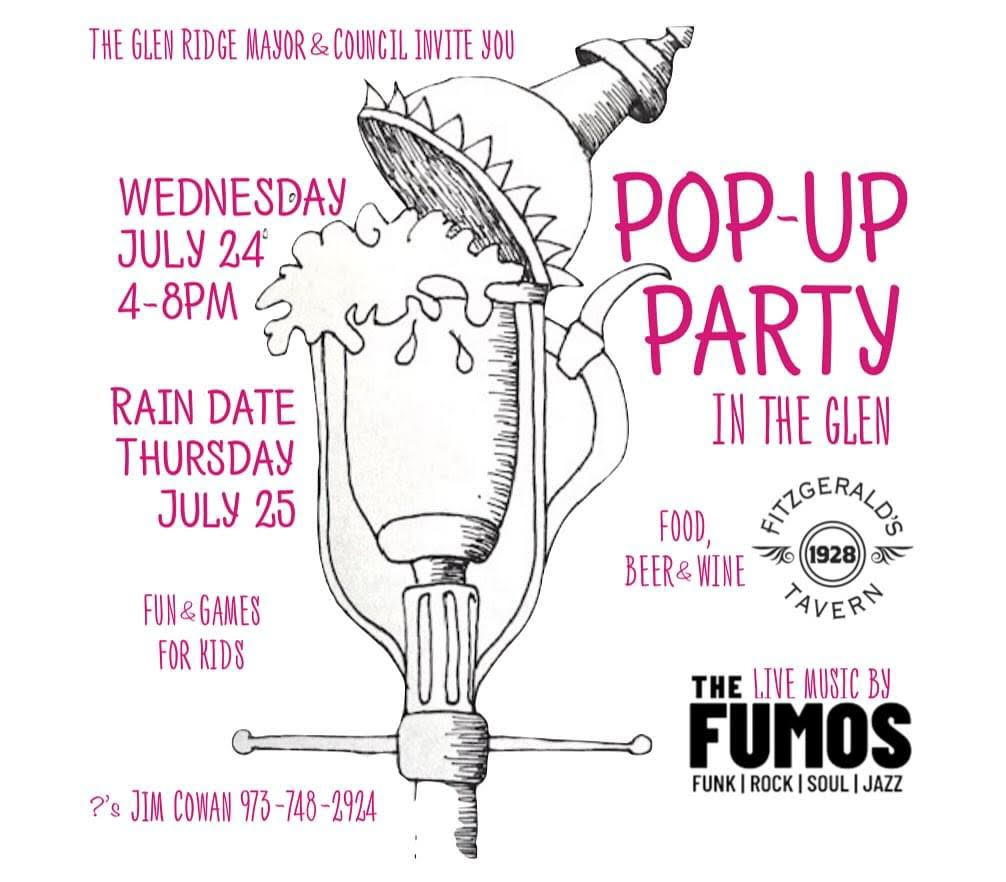 flier for pop-up party in the glen